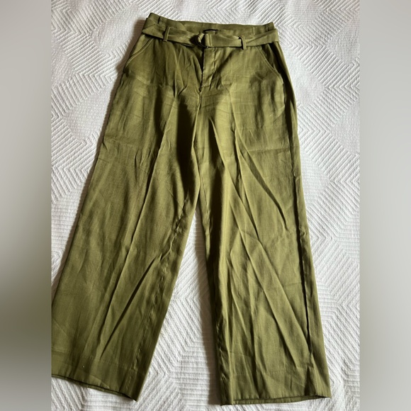 Olive Green Women's Wide-Leg Pants - Picture 6 of 10